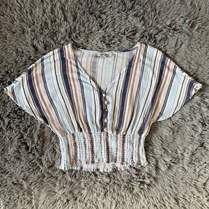 Crave Fame by Almost Famous Striped Smocked Crop Top | Women’s Medium
